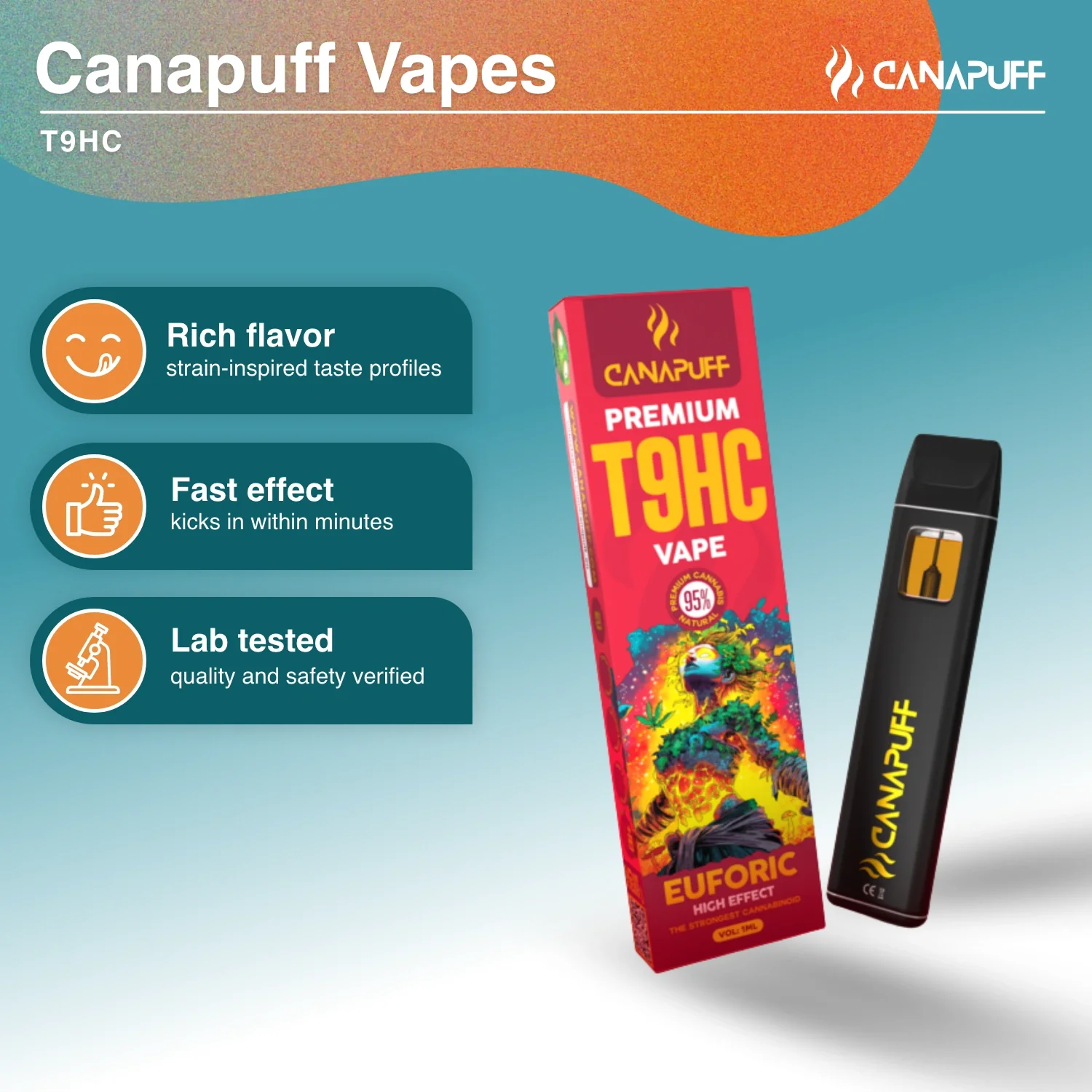 T9HC Vape Euforic 95% 1ml - Image 2